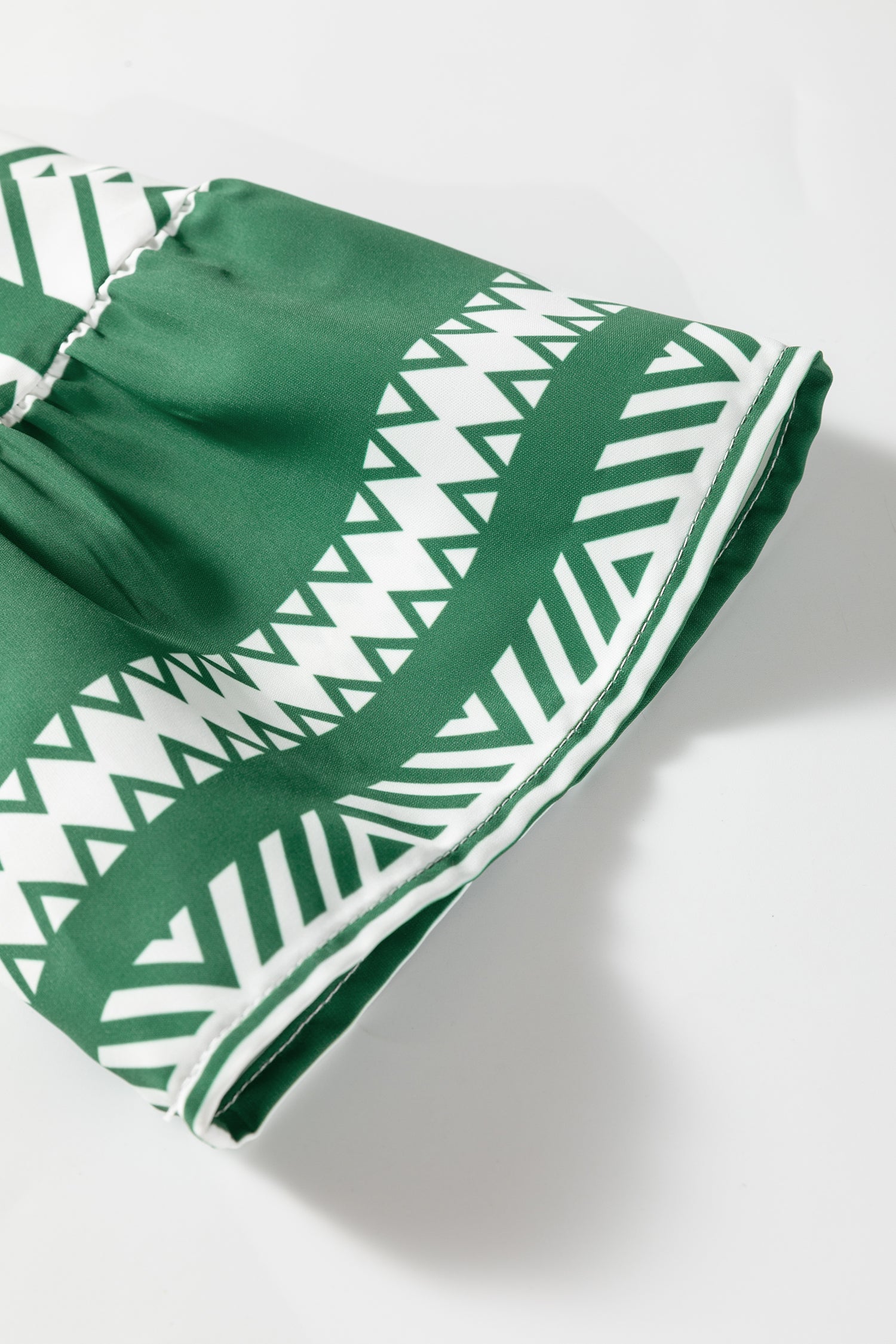 Green Boho Ethnic Print Half Button 3/4 Sleeve Casual Dress